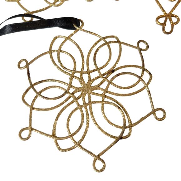 Lot 21 Glitter Snowflake Ornaments Gold Silver Christmas Tree Holiday Decor - Picture 4 of 16